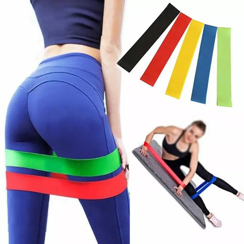 Resistance Bands Set of 5 - TPE Elastic Workout Bands for Gym, Strength Training, Yoga & Pilates